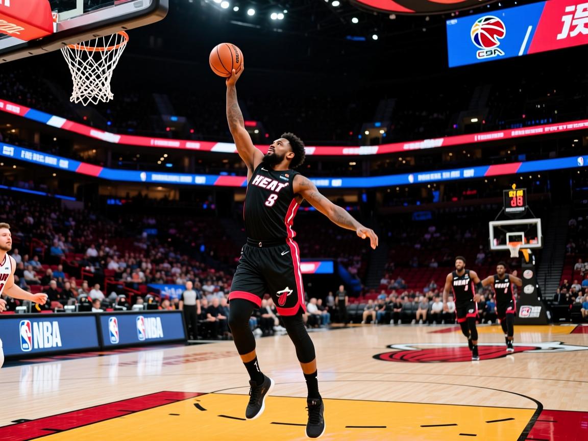 米切尔三分坚决出手再中，热火下半场开局领先活塞十五分